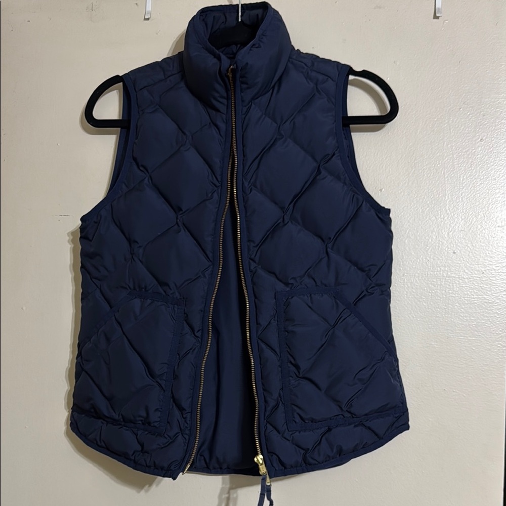 J Crew Navy Quilted Puffer Vest